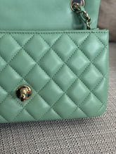 Load image into Gallery viewer, Chanel series 31 21C collection 2020/2021 Pastel Mint Green Lambskin Champagne GHW Mini Rectangular Flap Bag
