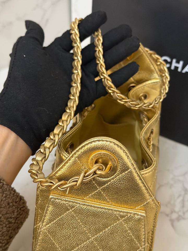 CHANEL 26C collection Gold caviar Aged GHW Mini 25 Hobo Bag
