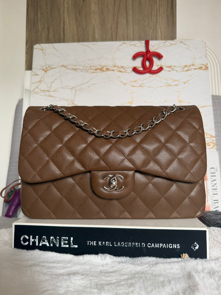 CHANEL series 15 Brown Caviar SHW Jumbo Classic Double Flap Bag 2011