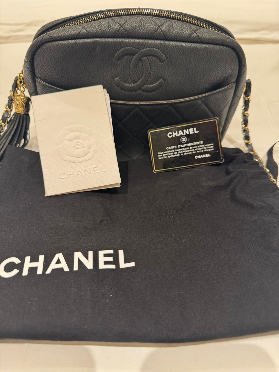 Chanel series 26 (2018) Black Camera Case Bag GHW with Tassel Size Medium