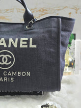 Load image into Gallery viewer, Chanel series 21 2015 Denim Deauville Tote with Leather Handle Size Medium (15 inches)
