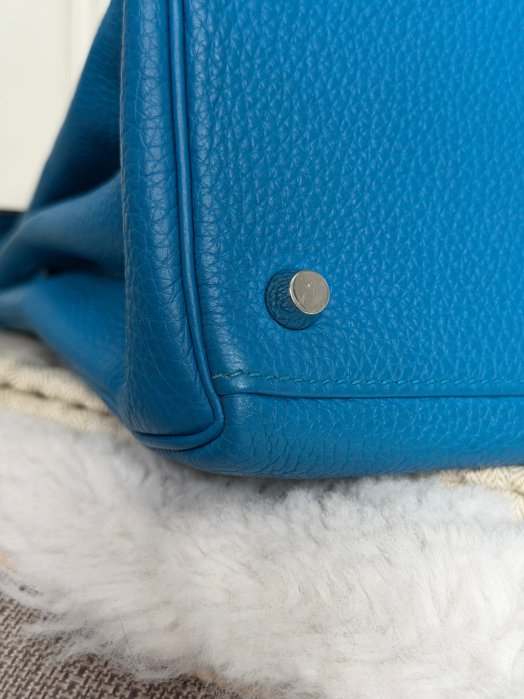 HERMÈS Bleu Frida Togo Leather PHW Kelly 28 Bag Stamp A 2017