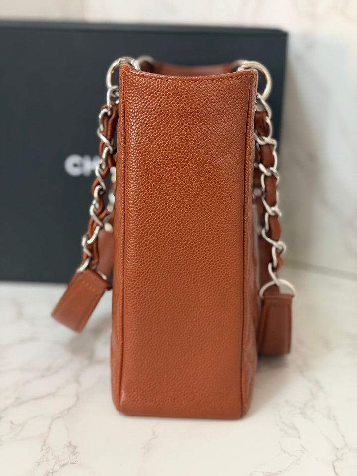 CHANEL series 19 Brown/Tan Caviar Petite Shopping Tote (PST) Bag