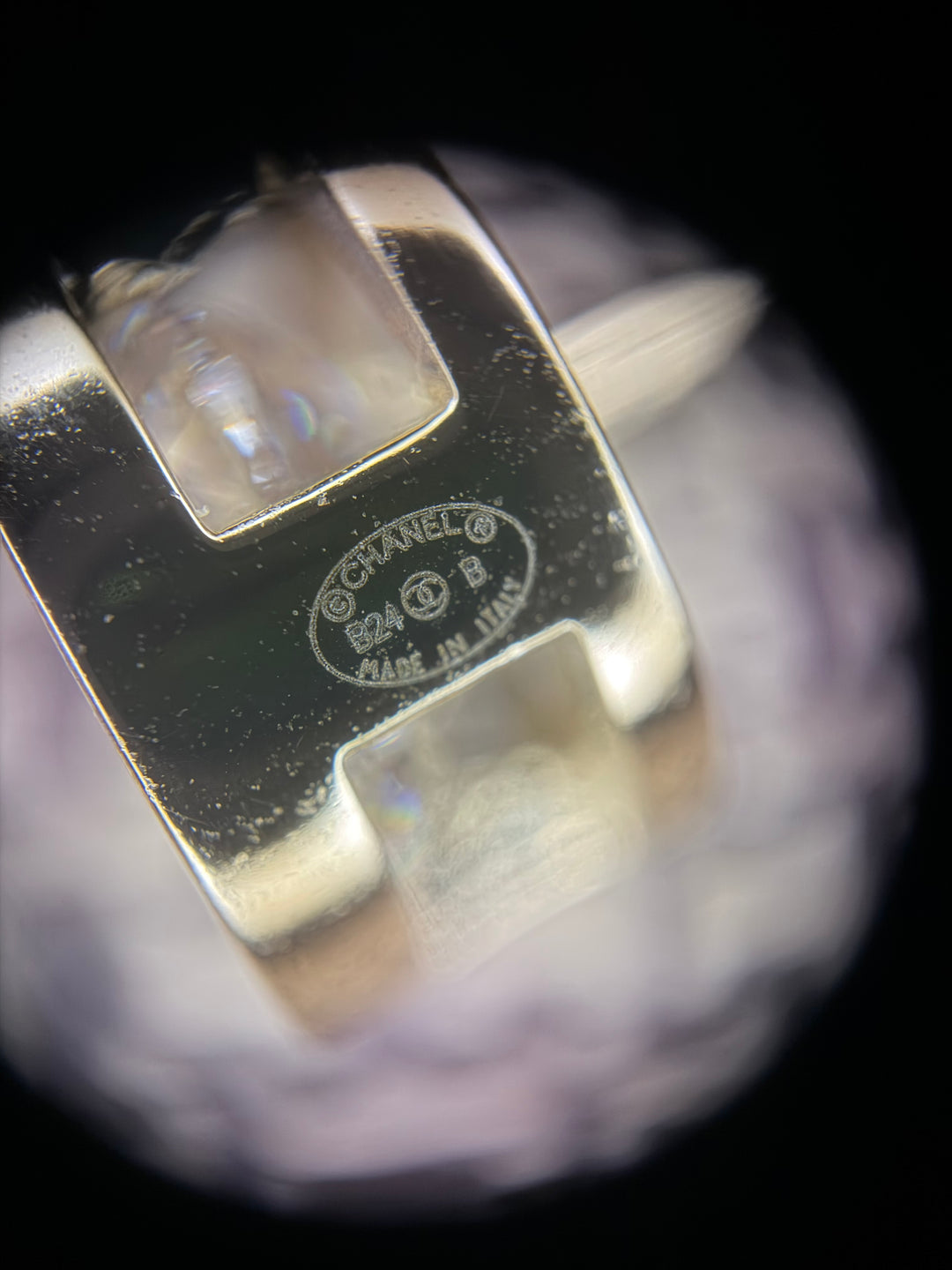 CHANEL 2024 Light Gold Round Earrings with Crystals 0.5 cms diameter