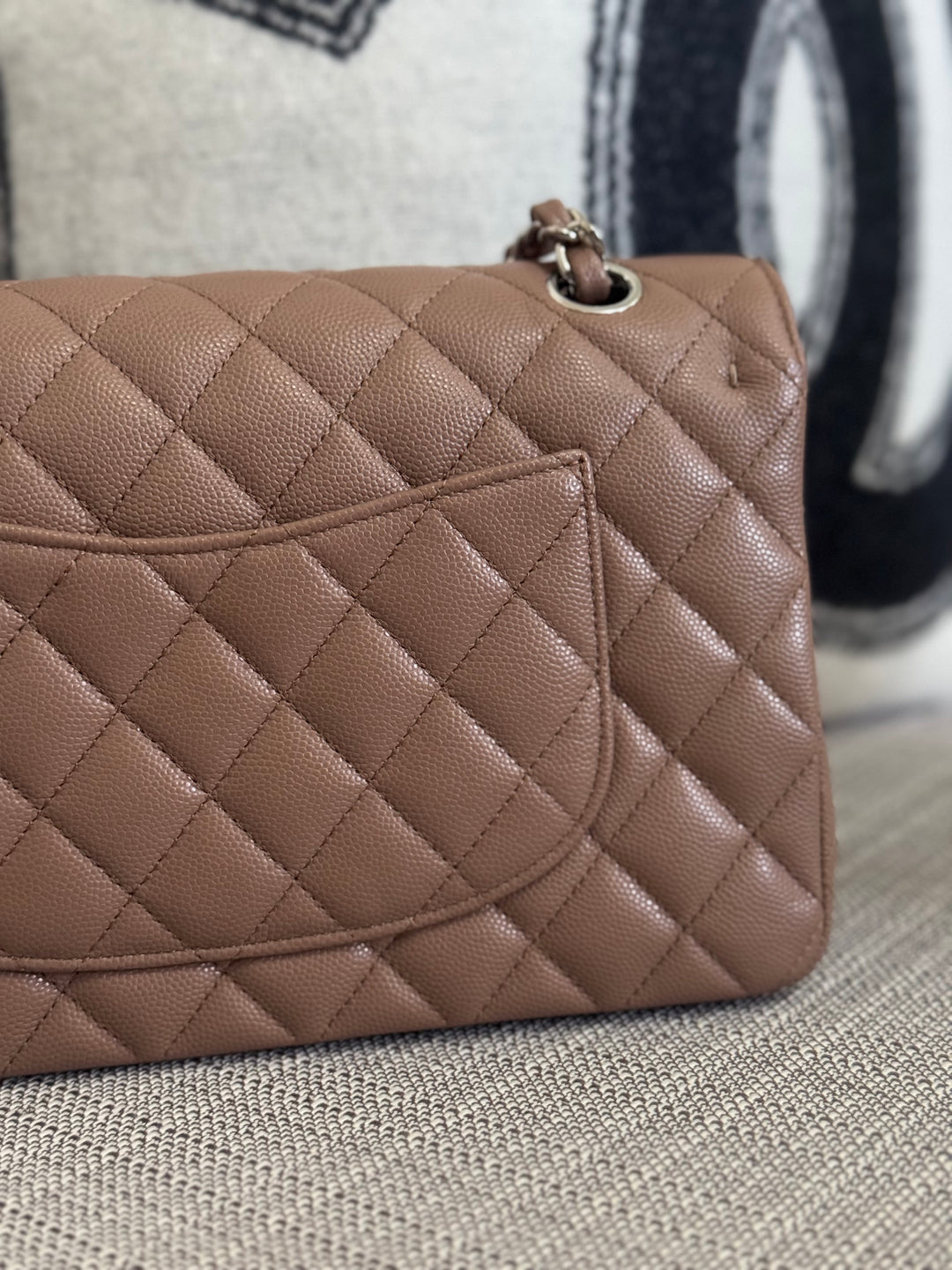 Chanel series 24 17B 2017 Fall/Winter Collection Taupe Caviar SHW Medium ML Timeless Classic Double Flap Bag