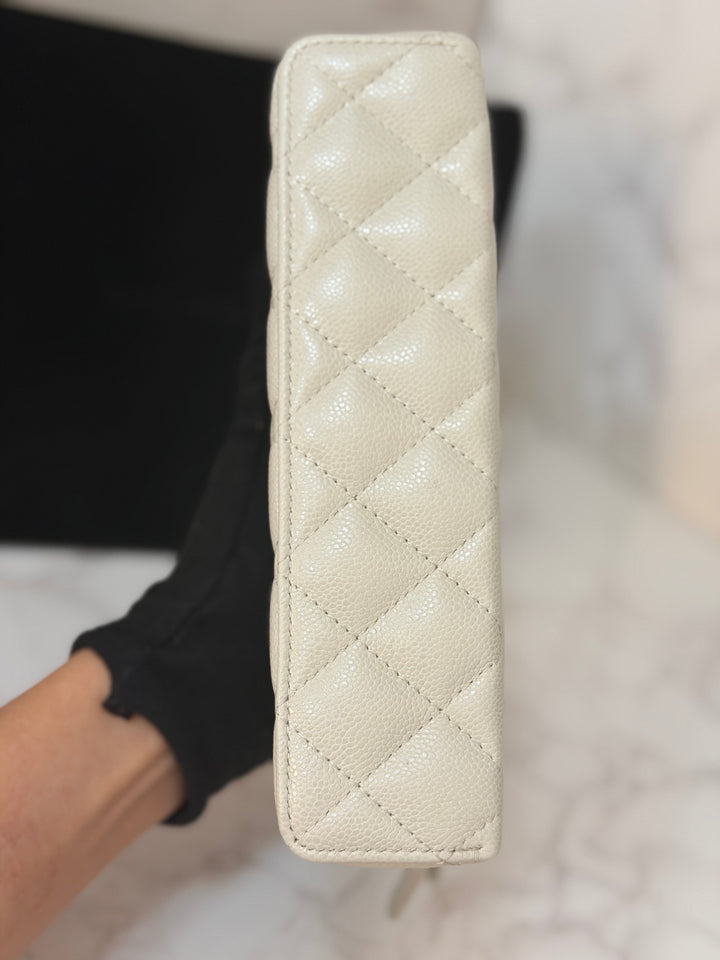 CHANEL 25B 2025 Light Grey Caviar LGHW Long Vanity Bag with Detachable Chain