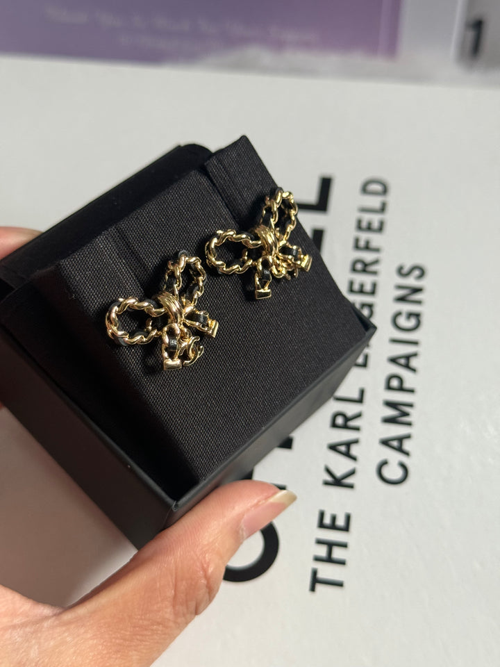 Chanel 24P Collection Ribbon GHW Earrings