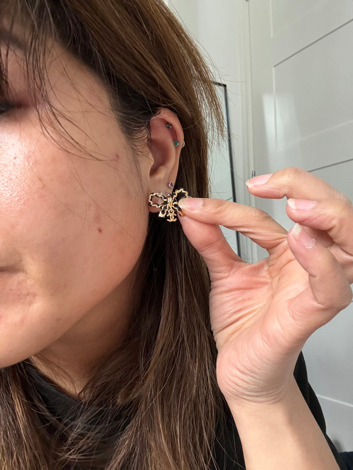 Chanel 24P Collection Ribbon GHW Earrings