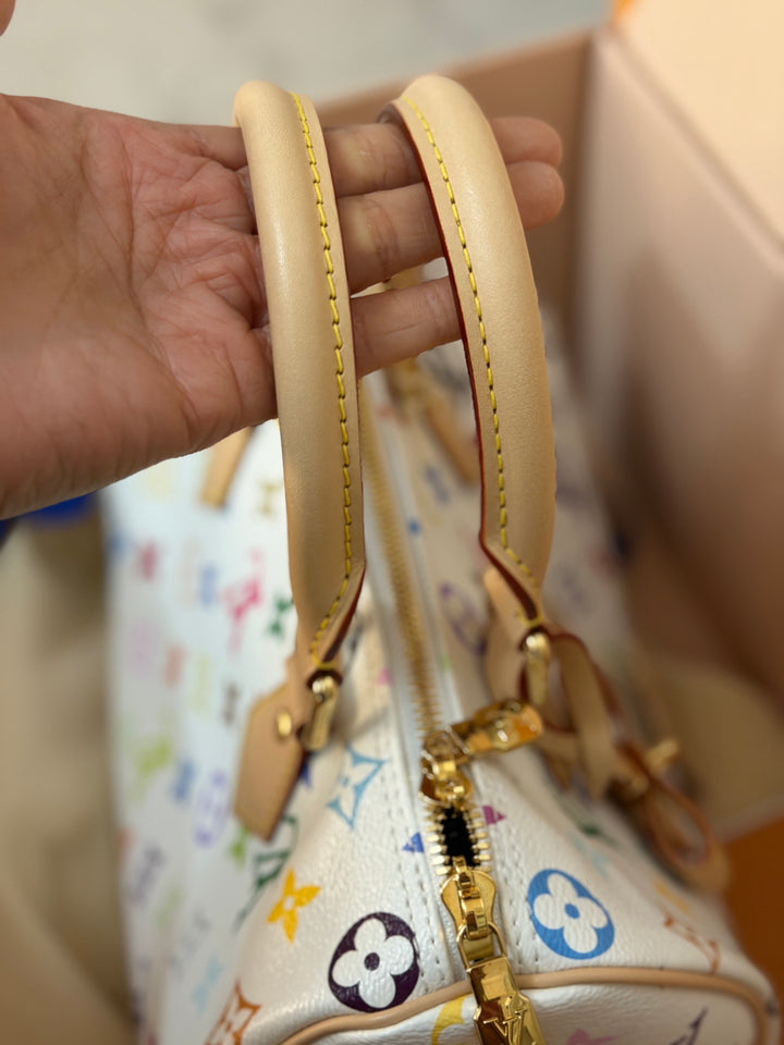 LOUIS VUITTON LV TM x LV Takashi Murakami Blanc White Multicolored Monogram canvas Speedy Bandouliere 25