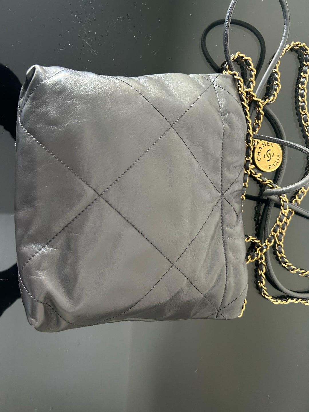 Chanel 22 size Mini in Grey 2022 GHW Hobo bag