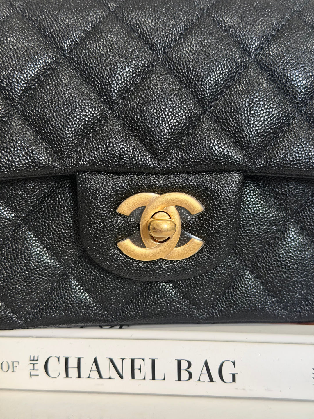 CHANEL 21S Black Caviar Aged GHW Top Handle Mini Rectangular Flap Bag series 31 2021