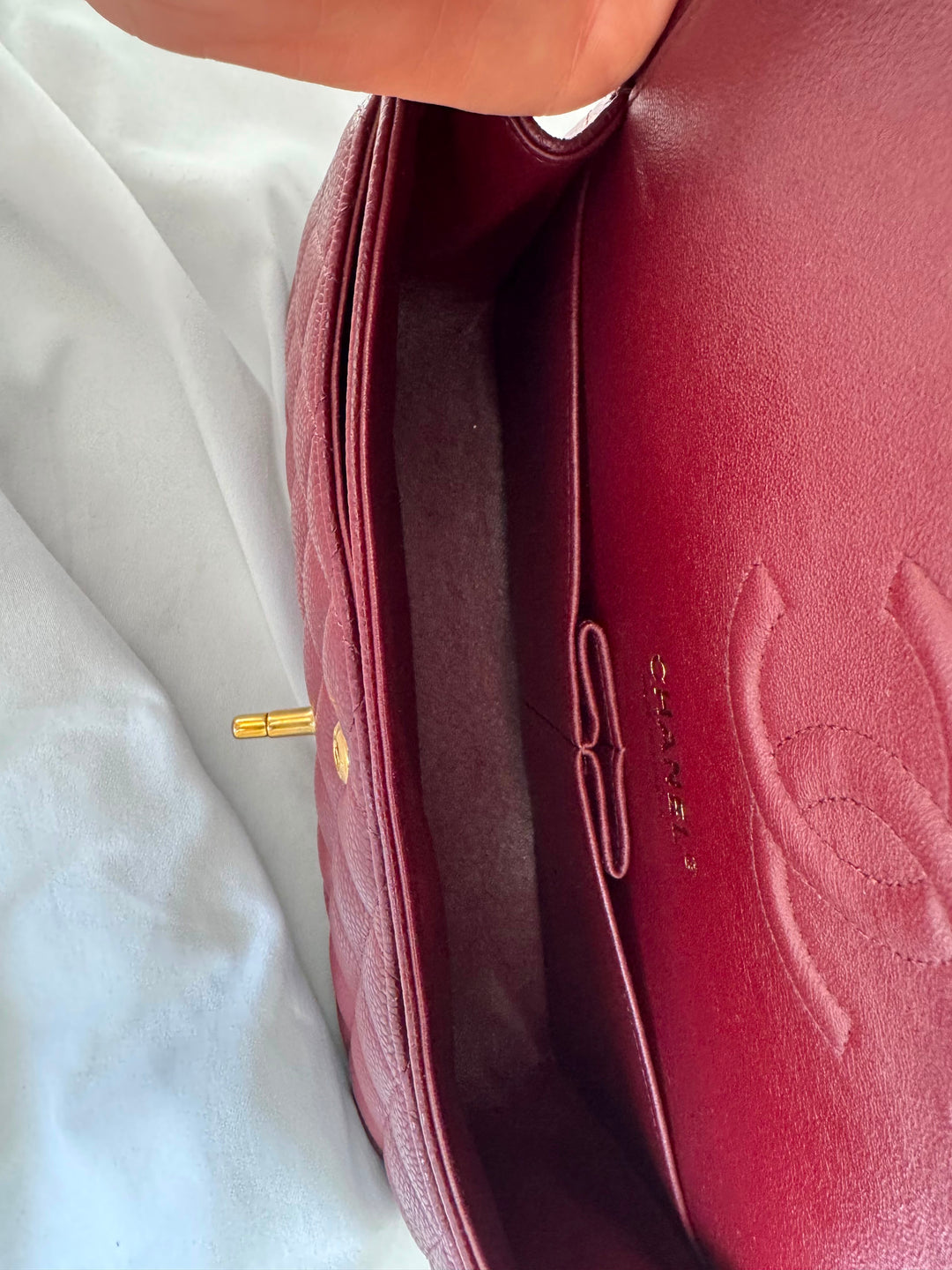 CHANEL series 21 2015 15B Burgundy Caviar GHW Medium ML Timeless Classic Double Flap Bag