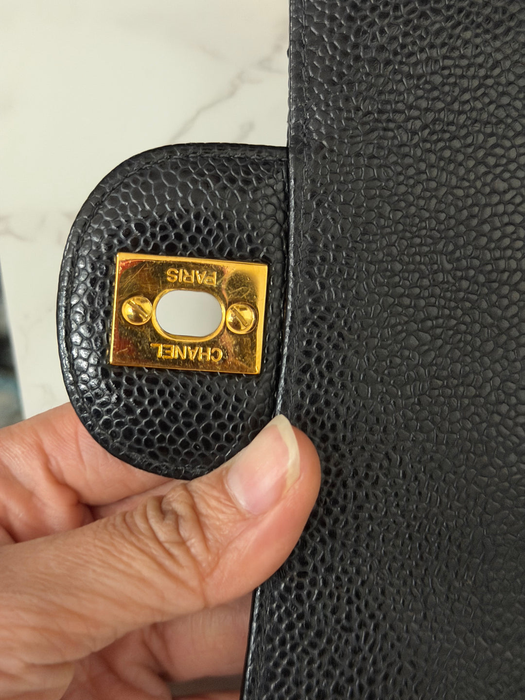 Chanel Series 7 24K GHW Black Caviar Vintage Jumbo Single Flap Bag 2008/2009