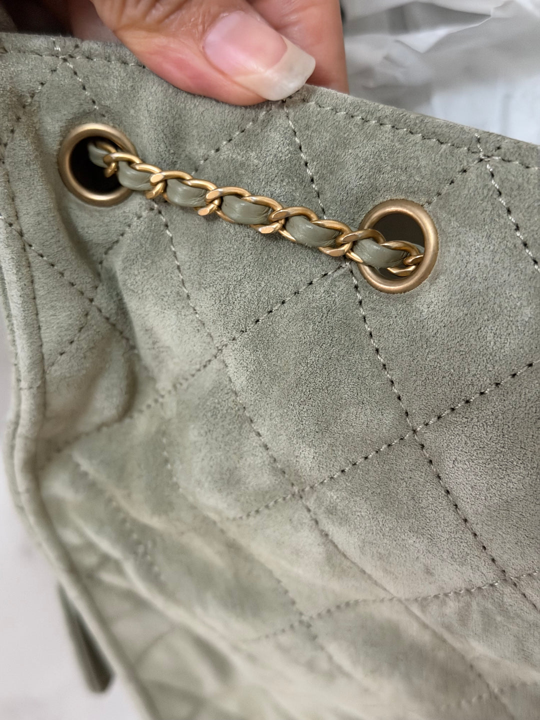 CHANEL 25C 2025 Khaki Suede Aged GHW 25 Hobo Bag size Medium