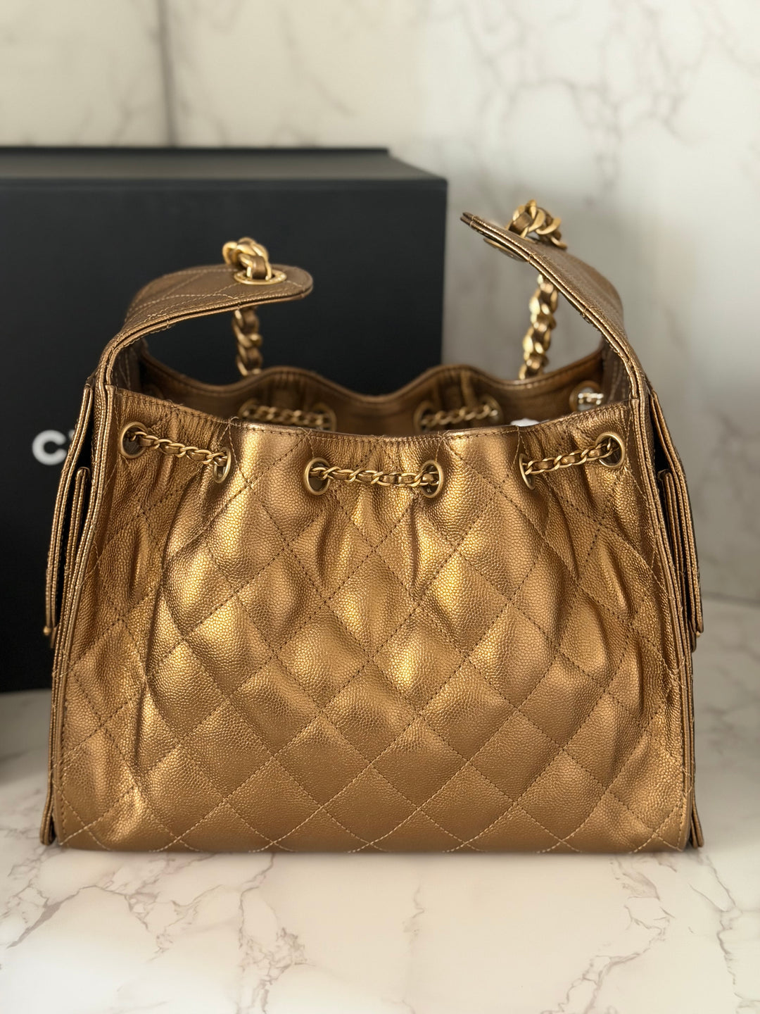 CHANEL 25A 2025 Bronze Caviar aged GHW 25 Hobo Bag size Small