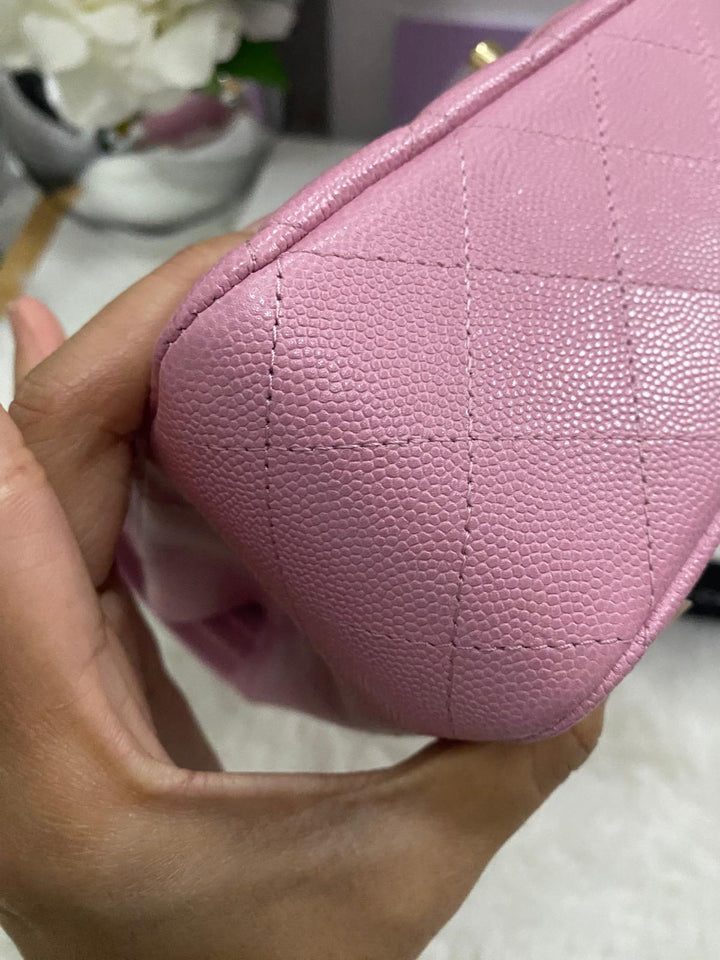 CHANEL 22S 2022 Dark Pink Caviar LGHW Medium ML Timeless Classic Double Flap Bag