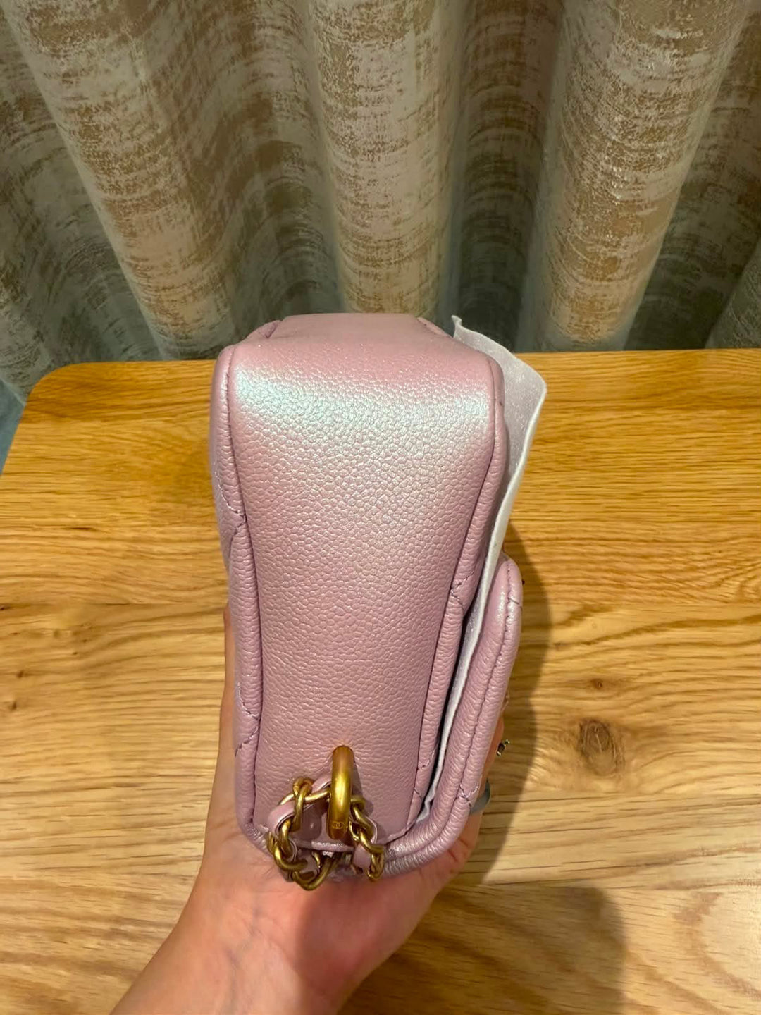 CHANEL 21K iridescent pink caviar aged GHW Adjustable chain My Perfect Mini Flap Bag 2021