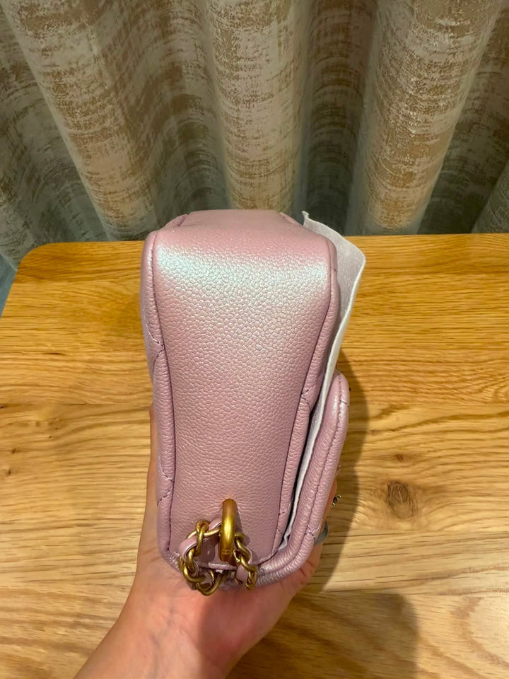 CHANEL 21K iridescent pink caviar aged GHW Adjustable chain My Perfect Mini Flap Bag 2021