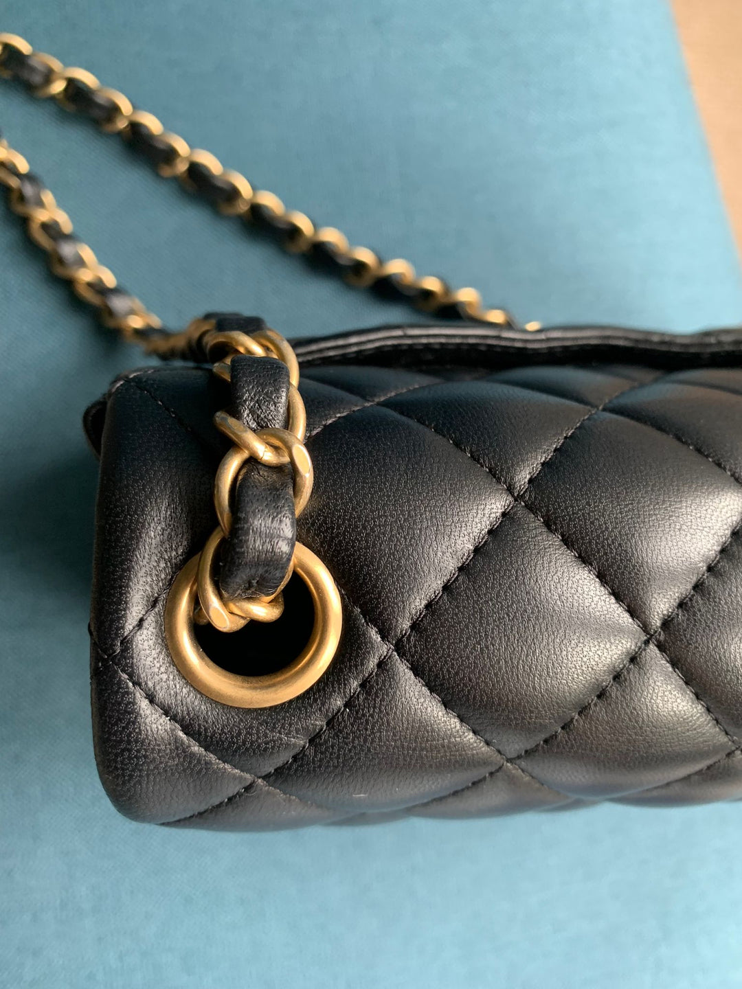 Chanel series 27 Black Lambskin LGHW Square Mini Flap Bag