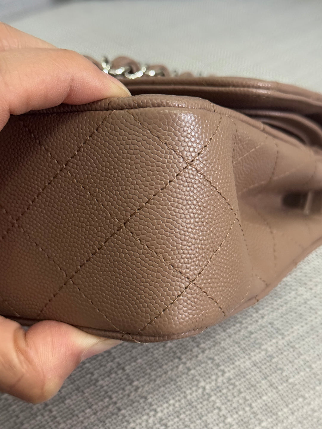 Chanel series 24 17B 2017 Fall/Winter Collection Taupe Caviar SHW Medium ML Timeless Classic Double Flap Bag