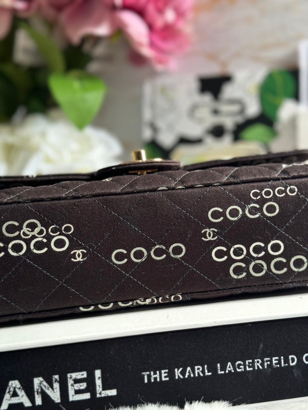 Chanel series 7 2002/2003 Black Canvas Quilted COCO Medium Classic Flap Light Gold Hardware