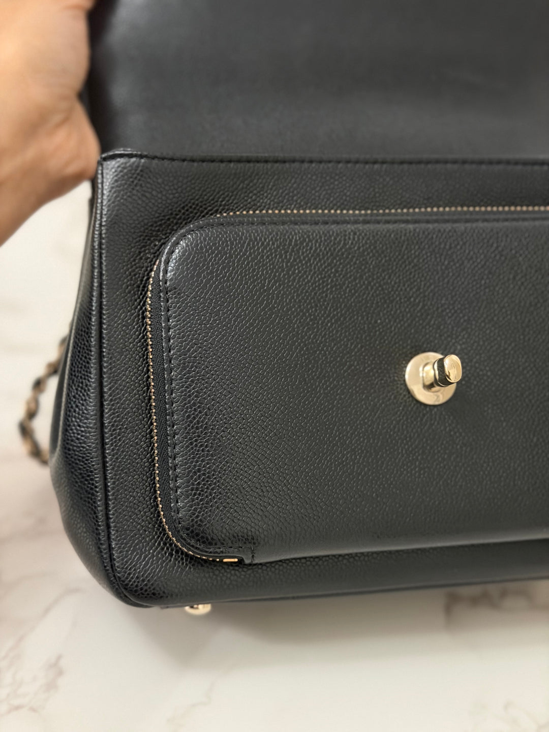 CHANEL Black Caviar LGHW Medium Business Affinity Flap Bag Microchipped