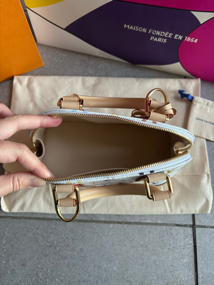Louis Vuitton LV Alma BB Takashi Murakami LV x TM Multicolored Monogram Canvas Blanc White
