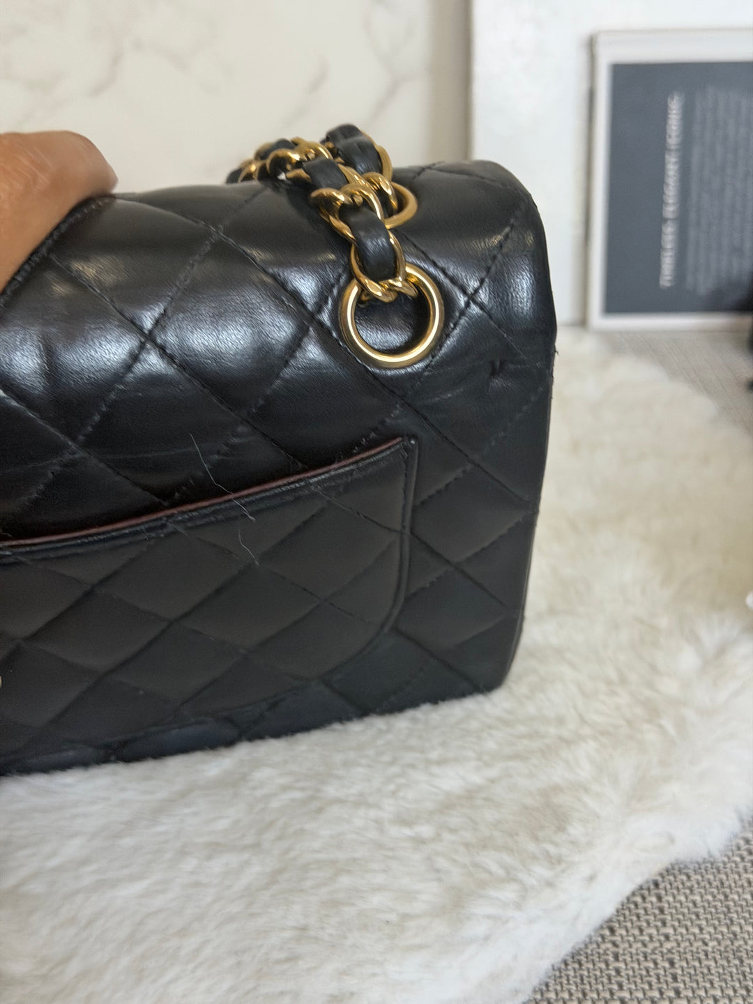 CHANEL Vintage series 11 Black Lambskin 24K GHW Small Timeless Classic Double Flap Bag