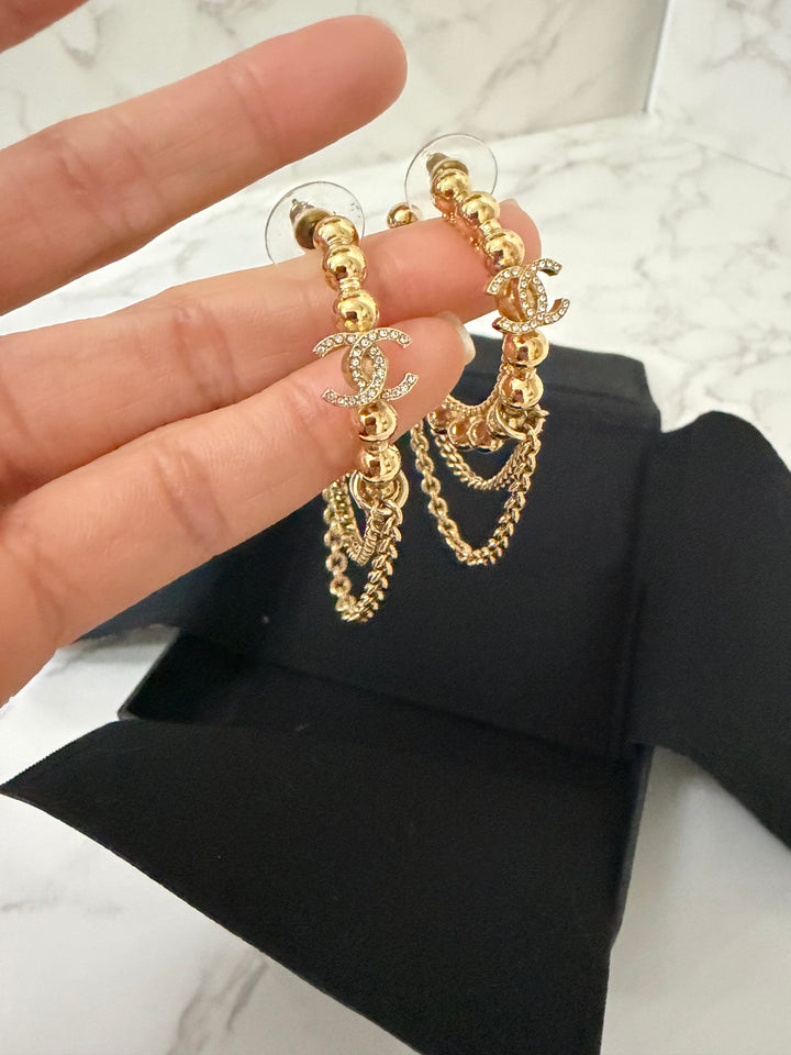 CHANEL 22C Gold Beads Earrings