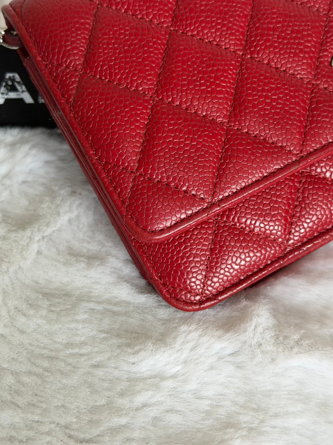 CHANEL series 19 Red Caviar Classic Wallet on chain (WOC) SHW 2014/2015