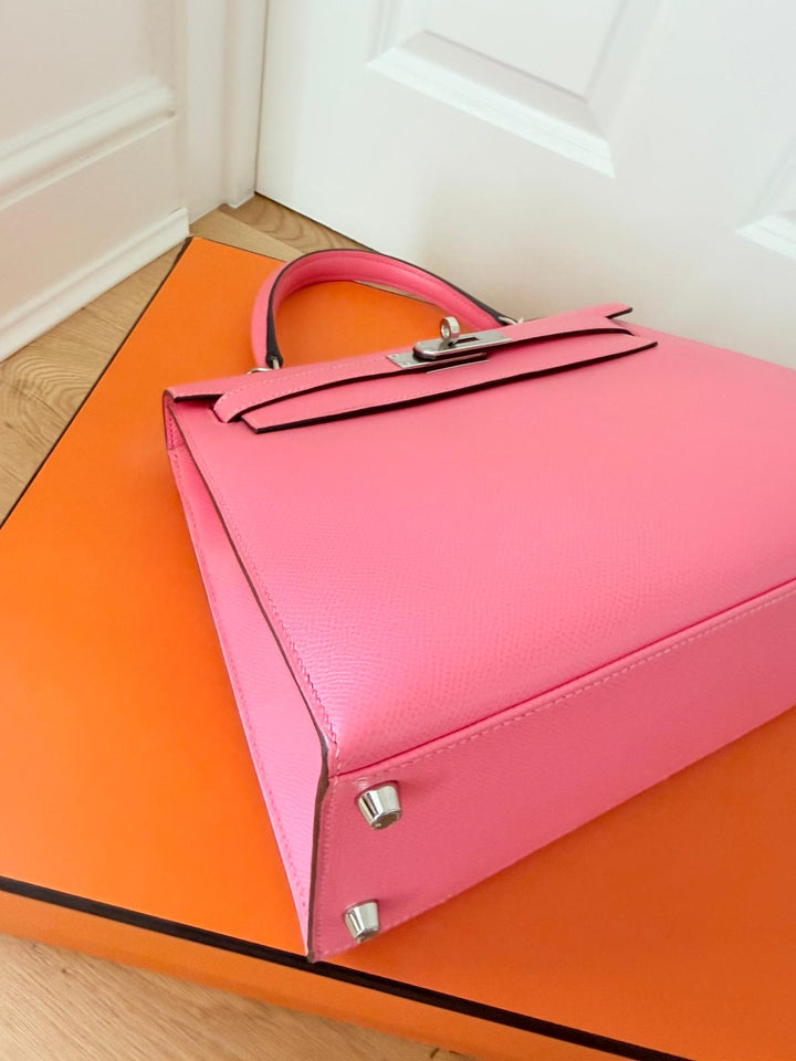 Hermes Kelly 28 in Rose Azalee Pink Epsom Leather PHW Stamp C 2018