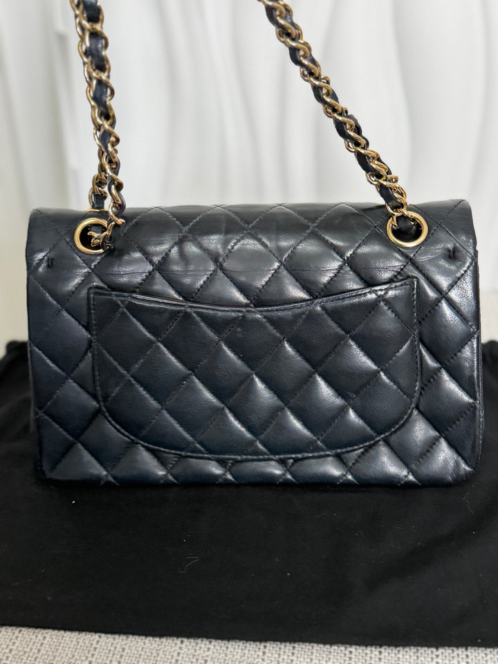 CHANEL series 11 Black Lambskin 24K GHW Vintage Small classic double flap bag 2007/2008