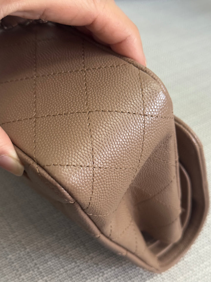 Chanel series 24 17B 2017 Fall/Winter Collection Taupe Caviar SHW Medium ML Timeless Classic Double Flap Bag