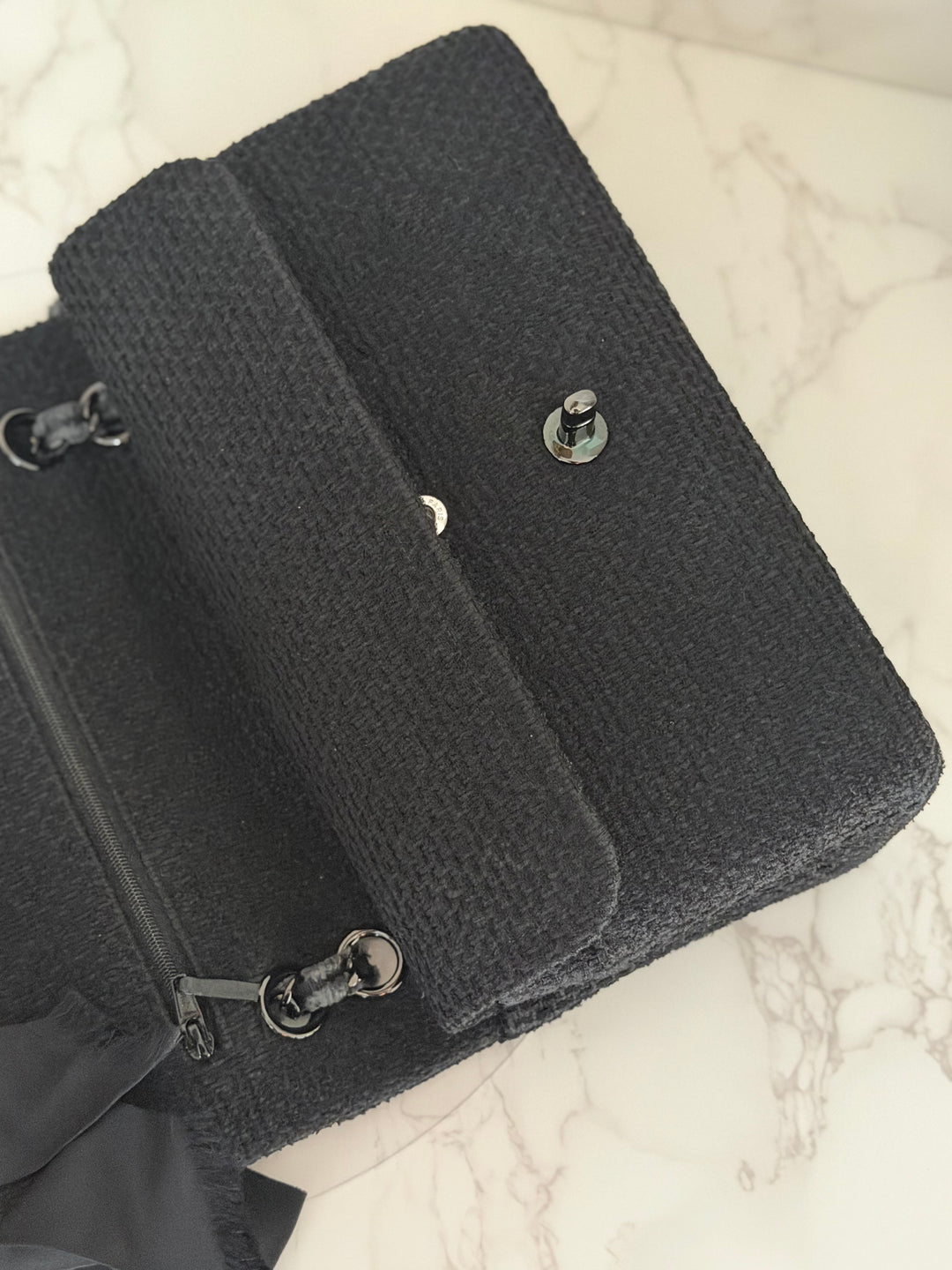 CHANEL 23C 2023 Embroidered Flower Tweed Medium Classic Flap Bag