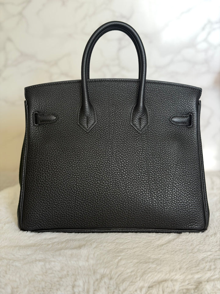 WA/Email to purchase only- HERMÈS Noir Black 89 Togo Leather GHW Birkin 25 Stamp U 2022 Kept unused