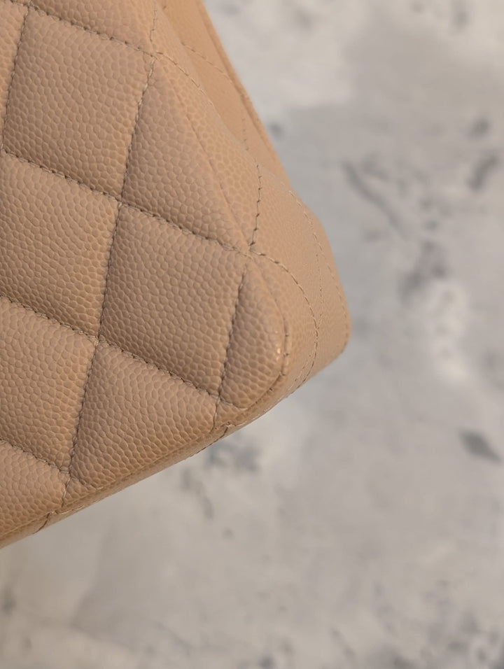 CHANEL series 28 19B collection Dark Beige Caviar LGHW Medium M/L Timeless Classic Double Flap Bag 11.12