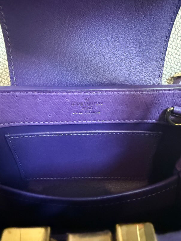 LOUIS VUITTON LV Mini Capucines LGHW Amethyst Ostrich Leather with detachable strap