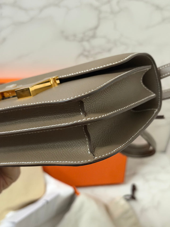 Hermes Constance 18 Etoupe Epsom Leather GHW Flap Bag Stamp D 2019