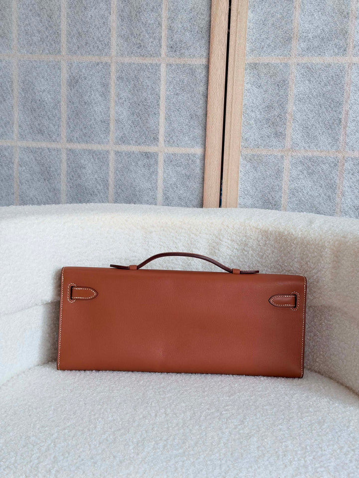 HERMÈS Kelly Cut Gold Swift Leather PHW 2014 Stamp R in []