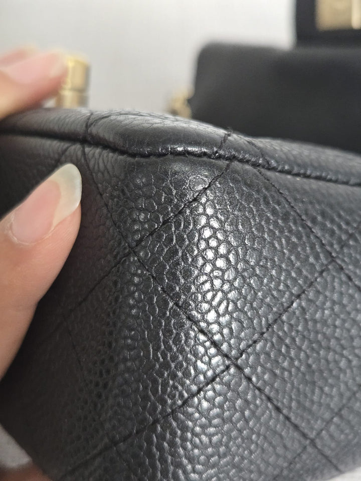 CHANEL series 20 Black Caviar Brushed GHW Mini rectangular Flap Bag