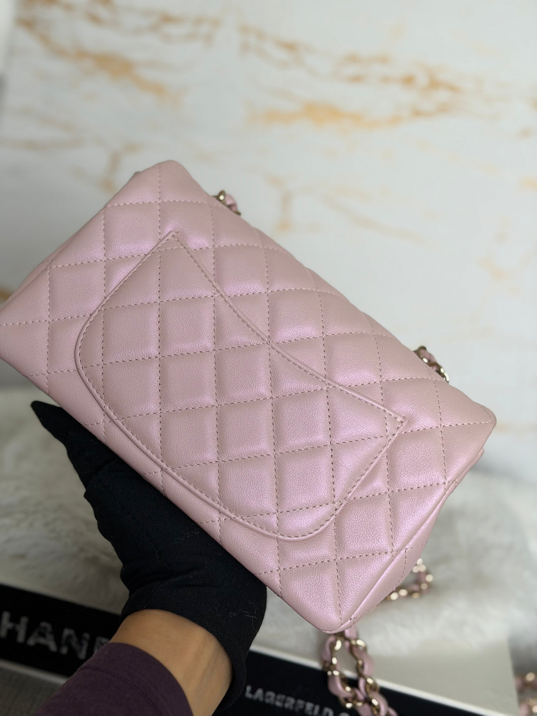 CHANEL 21S Light Pink Calf Skin LGHW Mini rectangular flap bag series 31 2021 *super rare*