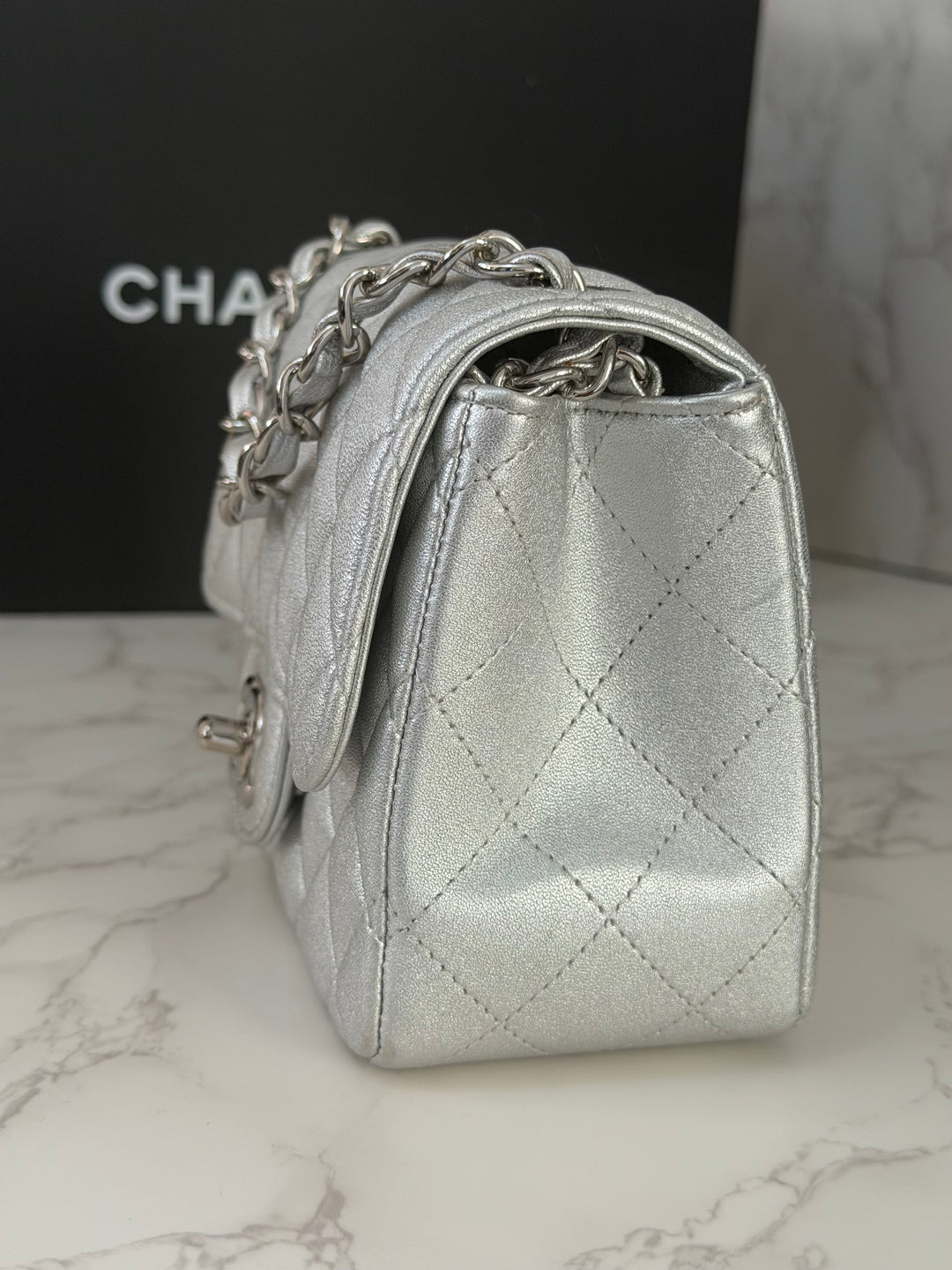 Chanel Series 31 21P Collection Iridescent Silver lambskin SHW Square Mini Flap Bag 2021