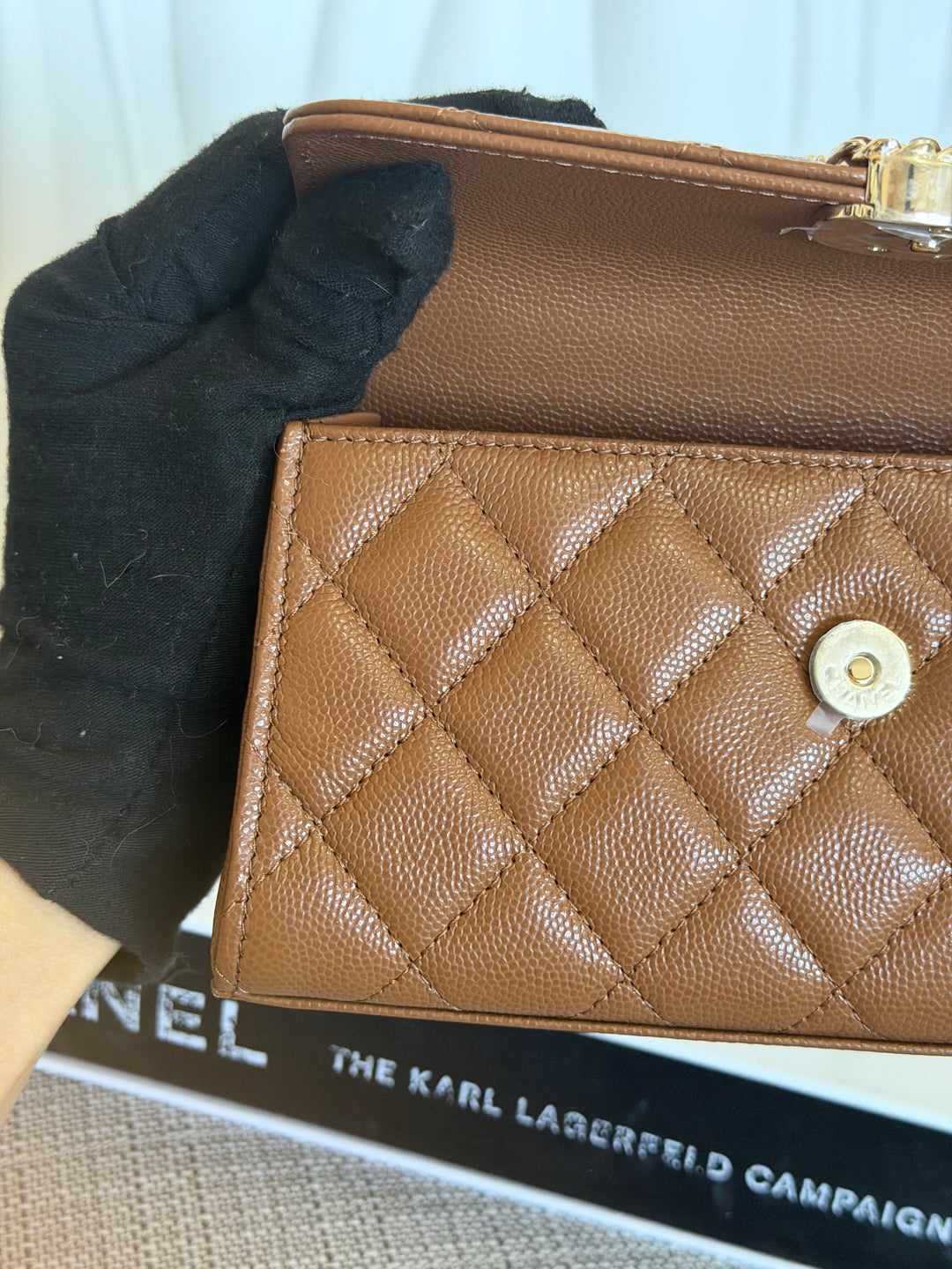 CHANEL 26P Brown Caviar LGHW Top Handle Vanity