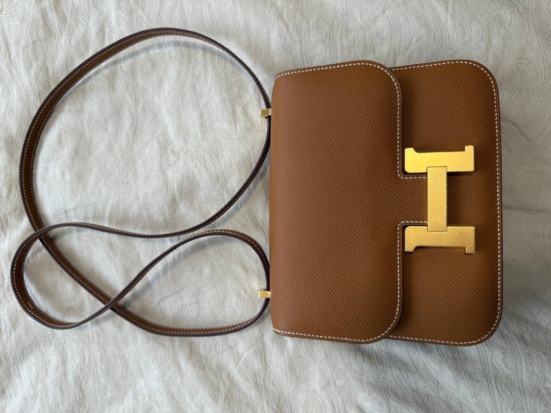 HERMES Constance 18 Gold Epsom Leather GHW Flap bag Stamp B 2023