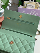 Load image into Gallery viewer, Chanel 23P Tiffany Green Caviar LGHW Classic Wallet on Chain (WOC)
