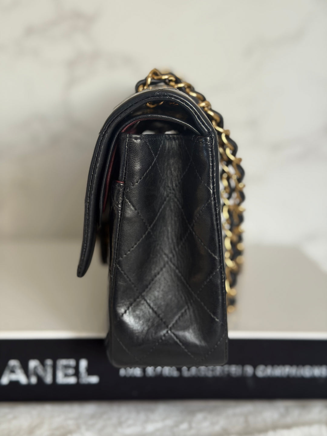 CHANEL series 6 Black Lambskin 24K GHW Vintage Medium ML Timeless Classic Double Flap Bag circa 2000-2002