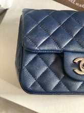 Load image into Gallery viewer, Chanel series 24 (2017) Navy Blue Caviar SHW Square Mini Flap Bag
