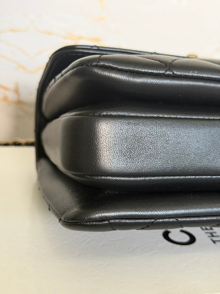 CHANEL Black Lambskin LGHW Trendy CC Flap Bag size MINI 8 inches with detachable Strap 2023/2024
