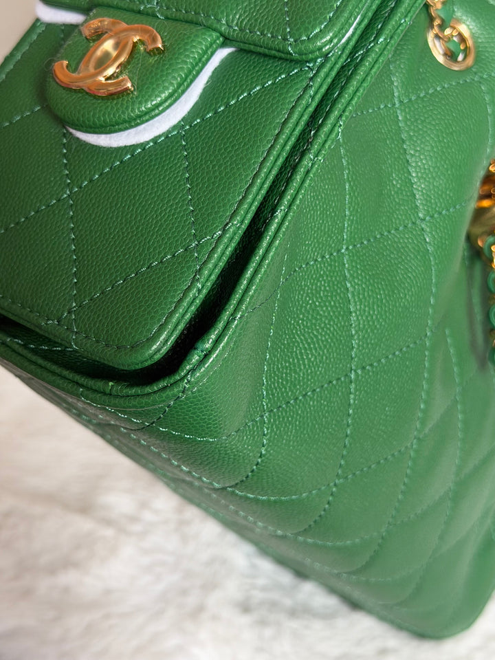 CHANEL Métiers d’art 2026 26A Green Caviar Shiny GHW MINI 25 Hobo Bag