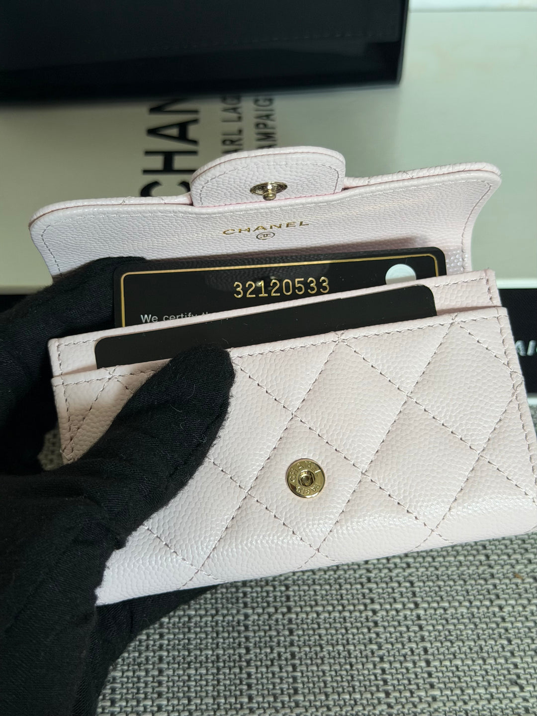 Chanel 22P Pink Caviar LGHW Classic Snap Flap Card Holder 2022